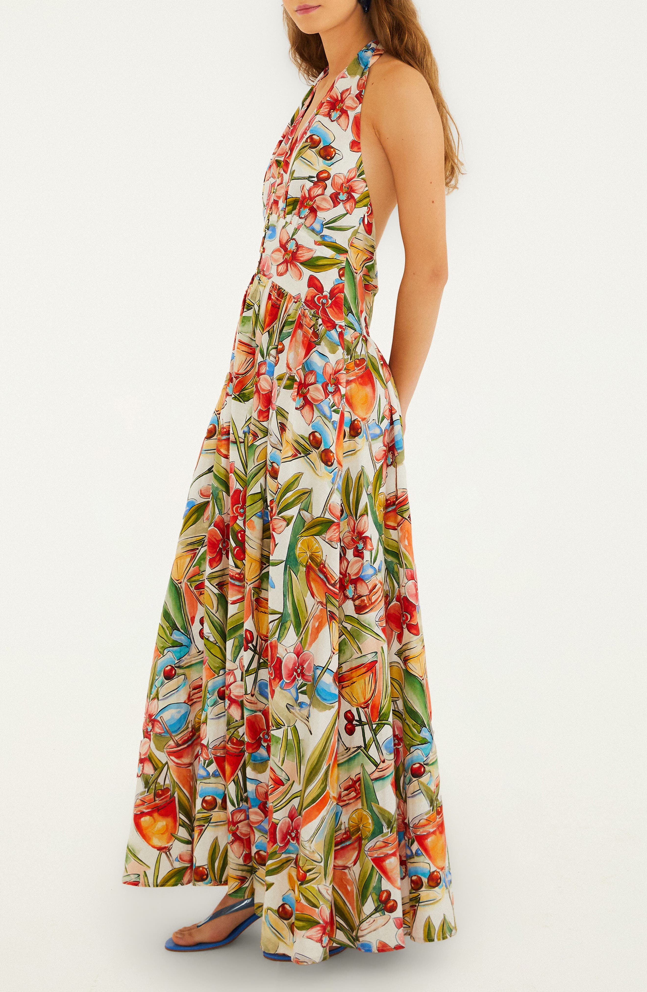 farm rio satin halter dress Cocktail Maxi (Women) Color:AB685