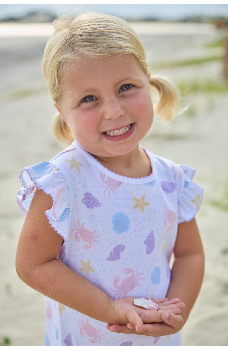 Little English Kids' Printed Angel Sleeve Dress, Alternate, color, Sea Shells