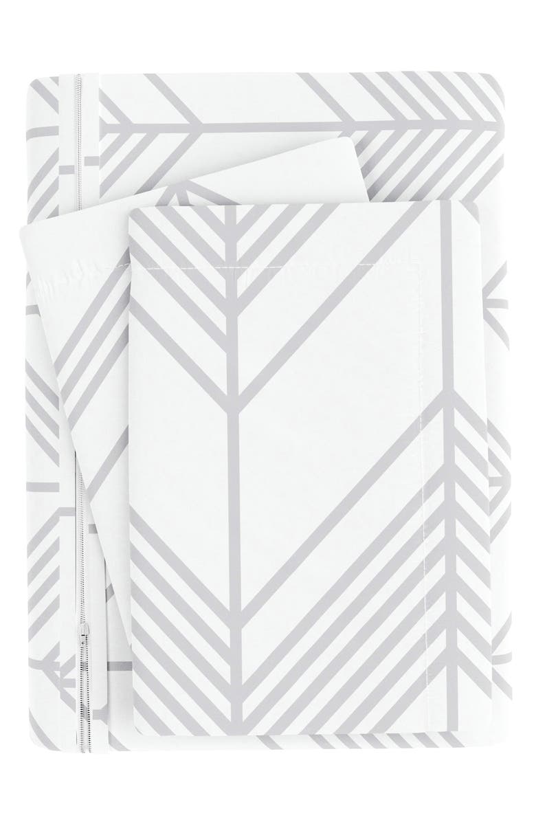 HOMESPUN Premium Ultra Soft Alps Chevron Pattern 3-Piece Duvet Cover Set, Alternate, color, Gray