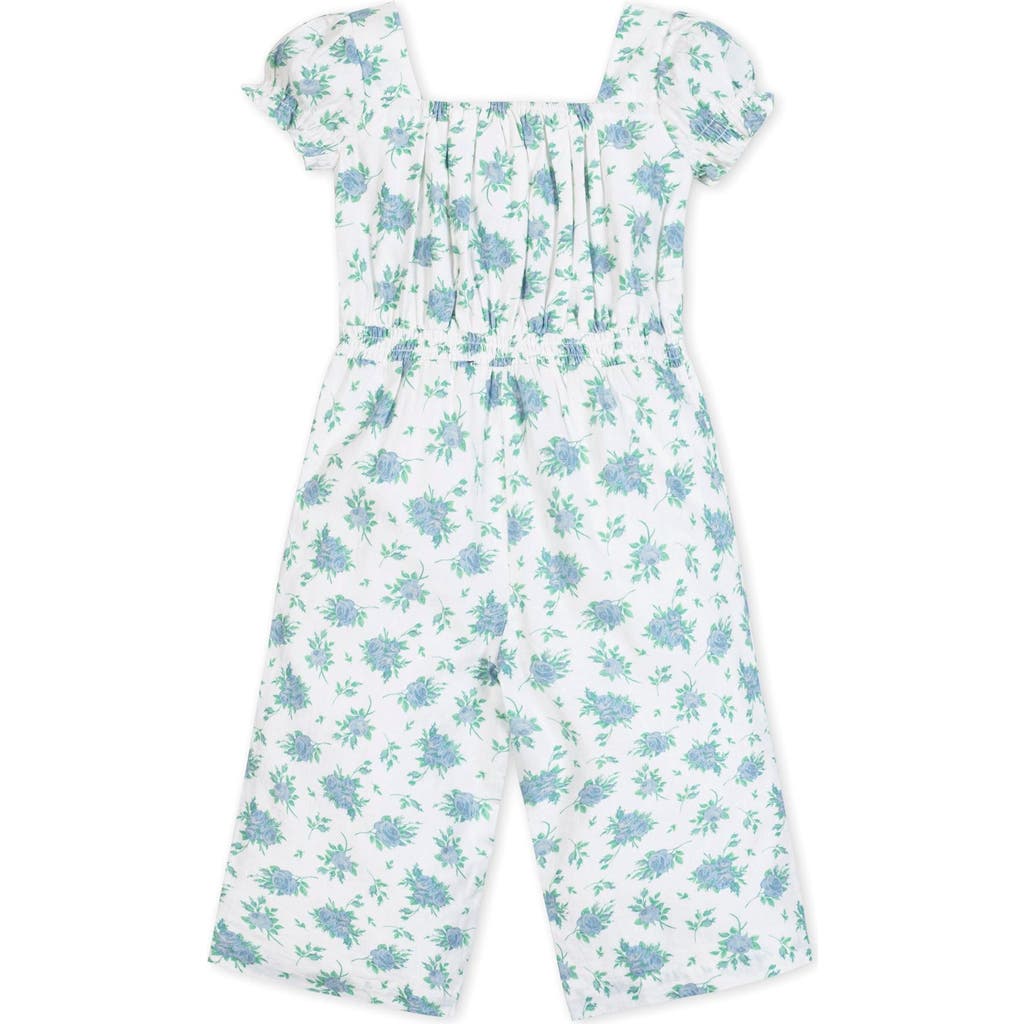 Hope & Henry Girls' Linen Puff Sleeve Jumpsuit, Kids In Coastal Cottage Floral