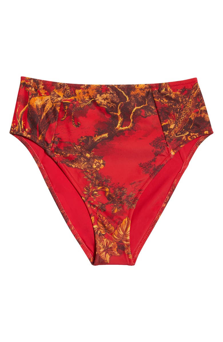 L'AGENCE Vanessa Red Jungle High Waist Bikini Bottoms, Alternate, color, Scarlet