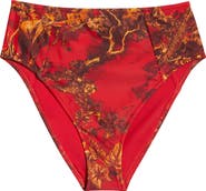L'AGENCE Vanessa Red Jungle High Waist Bikini Bottoms