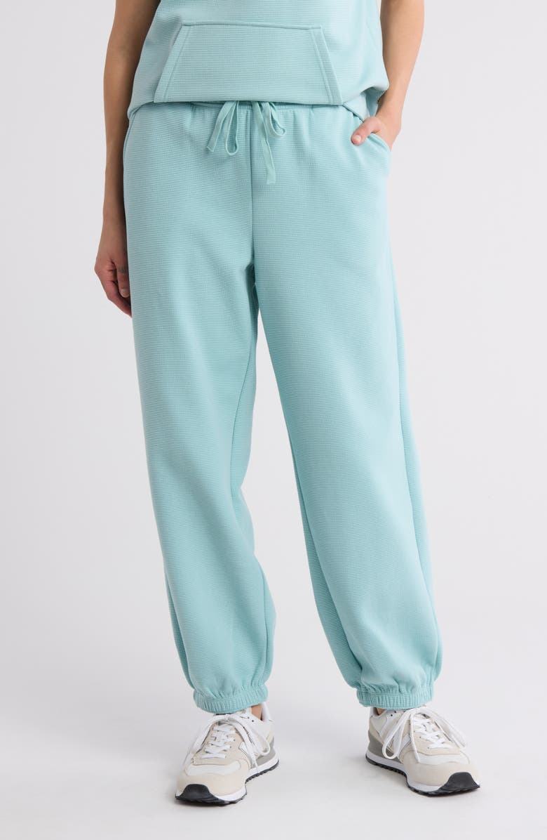 Z by Zella Unwind Ottoman Fleece Joggers, Main, color, Teal Aquifer
