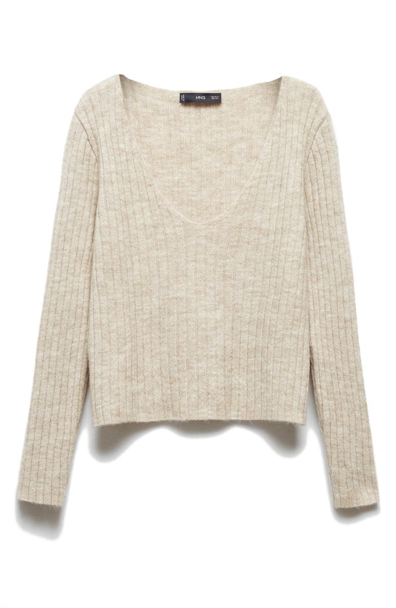 MANGO Rib V-Neck Sweater, Alternate, color, 
