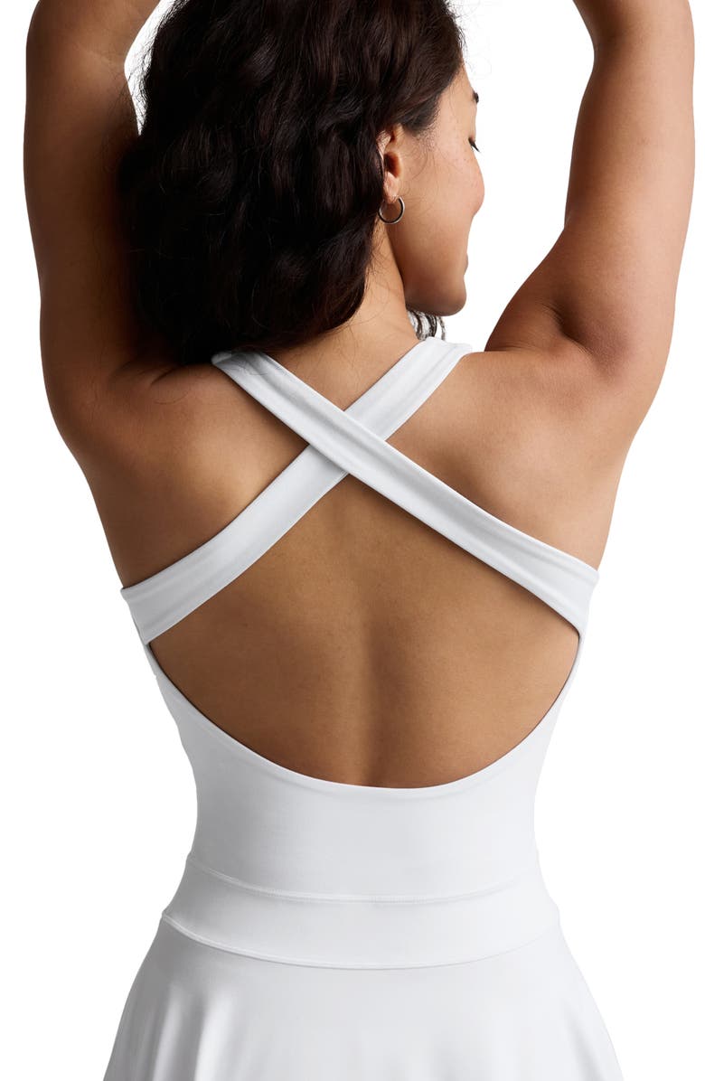 Beyond Yoga Sport Active Ace Pleated Dress with Built-In Shorts, Alternate, color, White