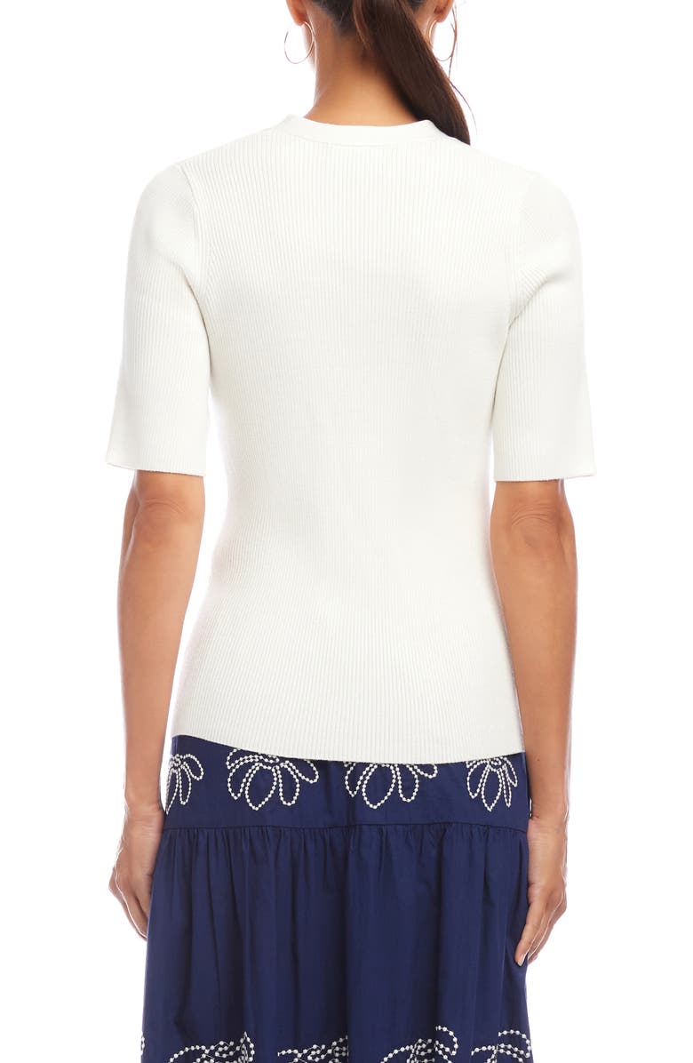 Karen Kane Rib Short Sleeve Cardigan, Alternate, color, White