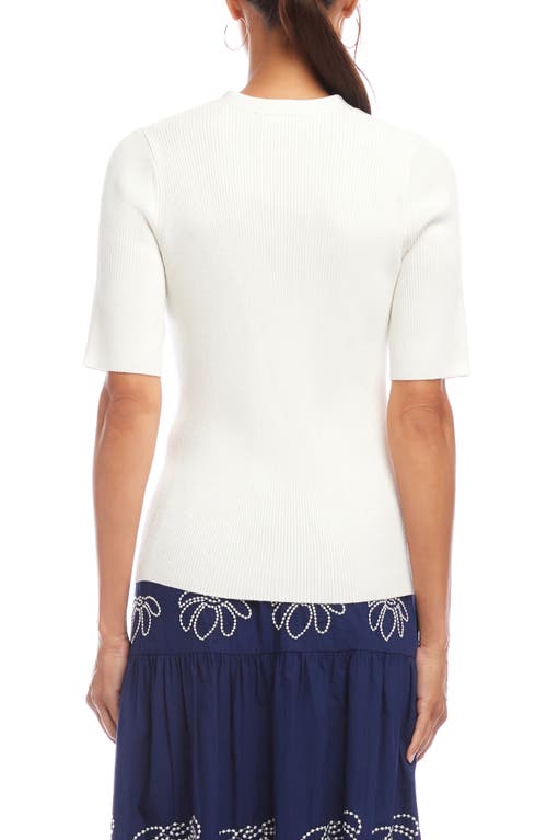 Shop Karen Kane Rib Short Sleeve Cardigan In White
