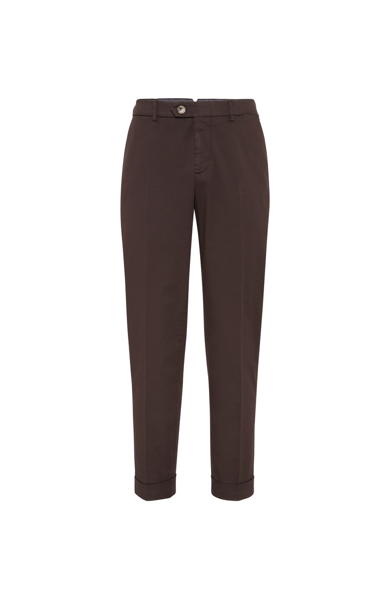 Brunello Cucinelli Gabardine garment dyed trousers, Main, color, Brown