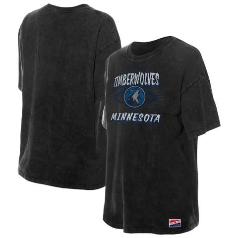 Women's New Era  Black Minnesota Timberwolves Throwback Mineral Wash Oversized T-Shirt