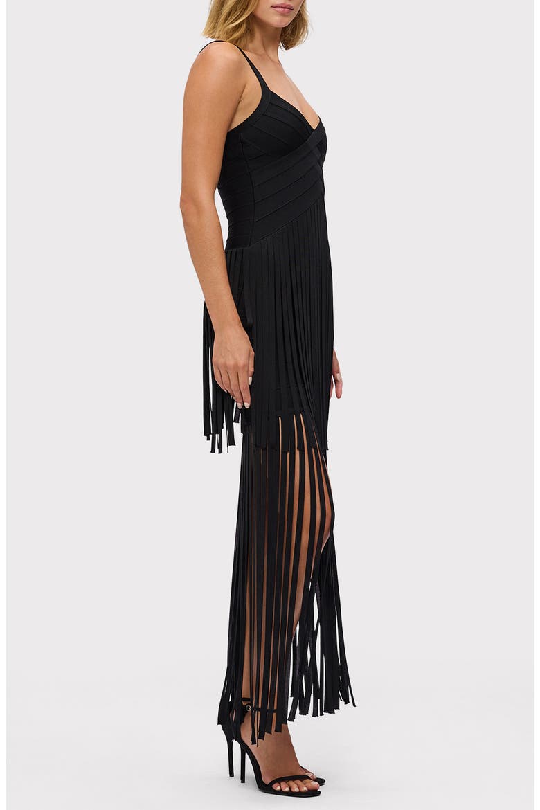 The Vivienne Fringe Gown, Alternate, color, BLACK