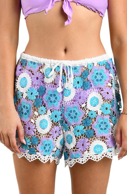 Happy Open Stitch Cover-Up Shorts