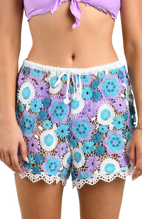 Citrus Happy Open Stitch Cover-up Shorts In Multi