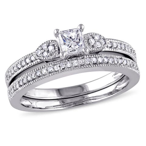 Diamond Princess 3-Stone Bridal Ring Set 10k