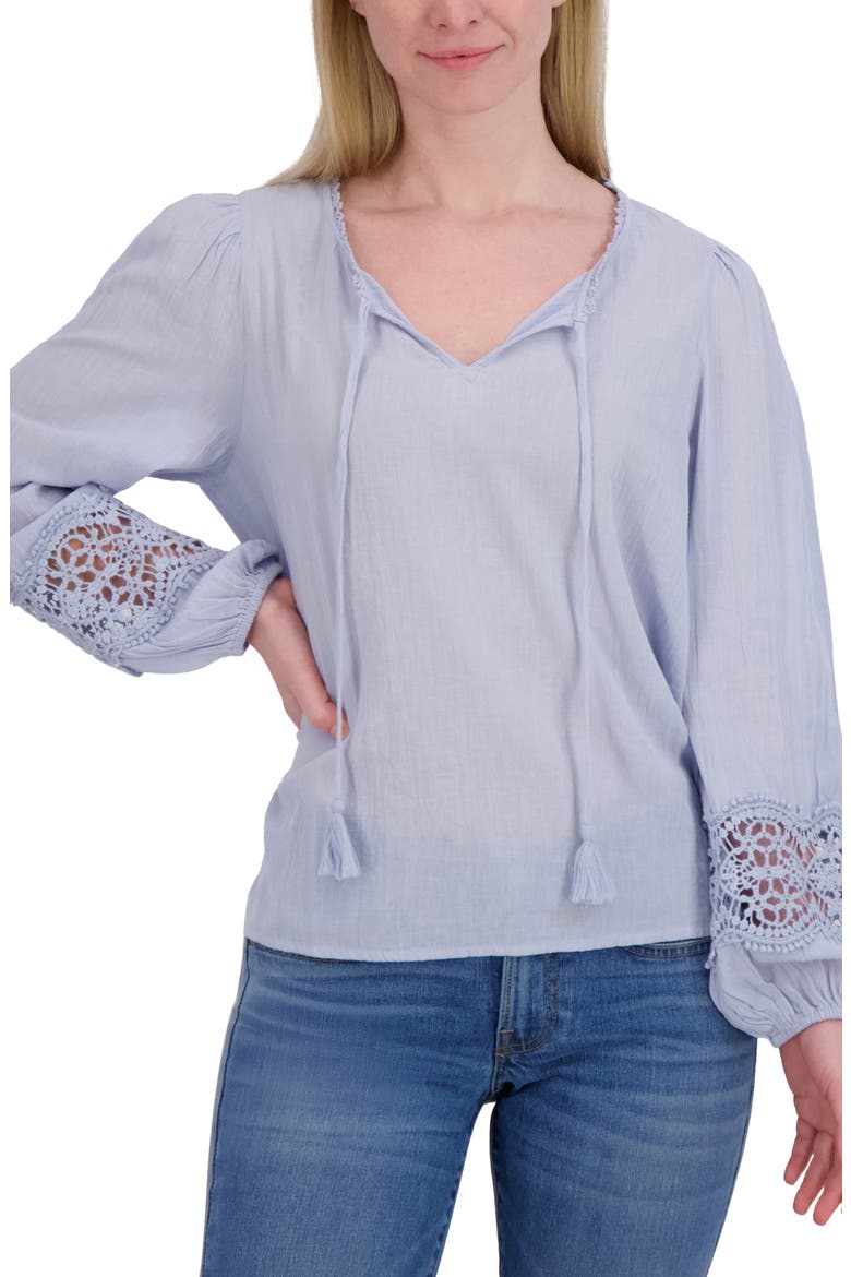 Lace Sleeve Top, Main, color, CHAMBRAY BLUE