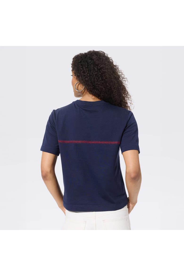 Women's Terez Navy New York Yankees Single Line Baseball Stitch T-Shirt, Alternate, color, Navy