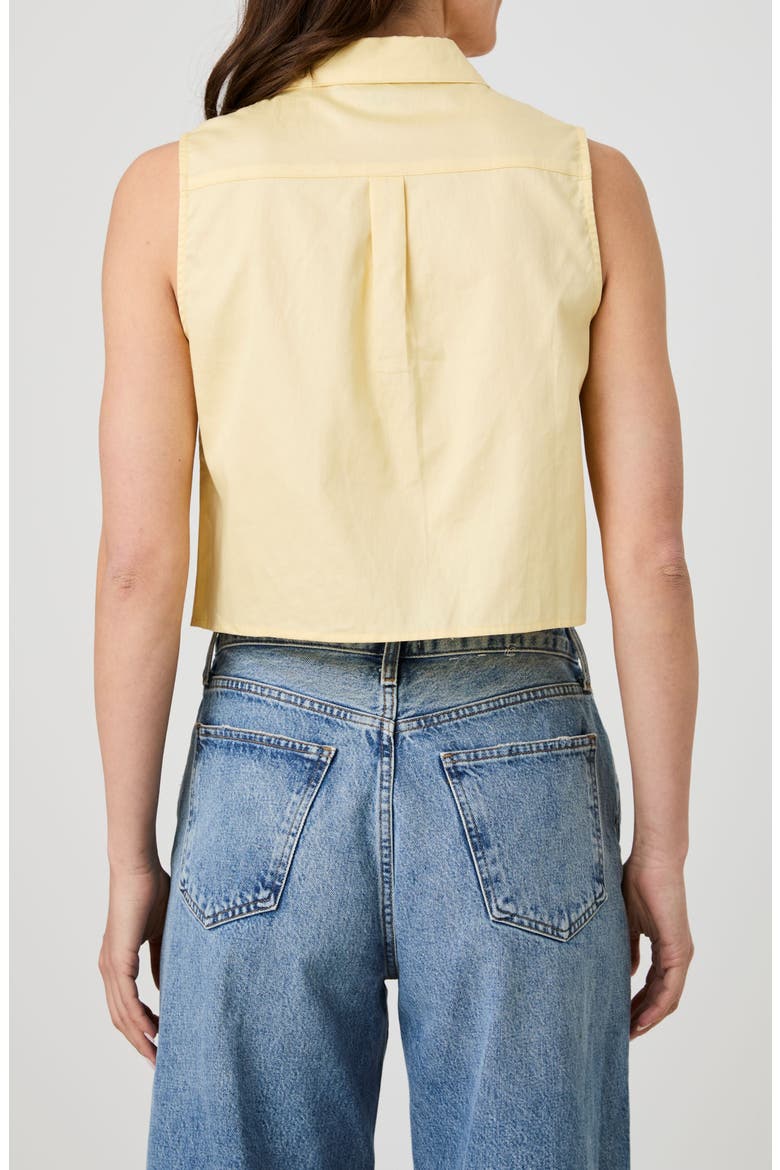 Cotton Poplin Sleeveless Button-Up Top, Alternate, color, LEMON CREAM