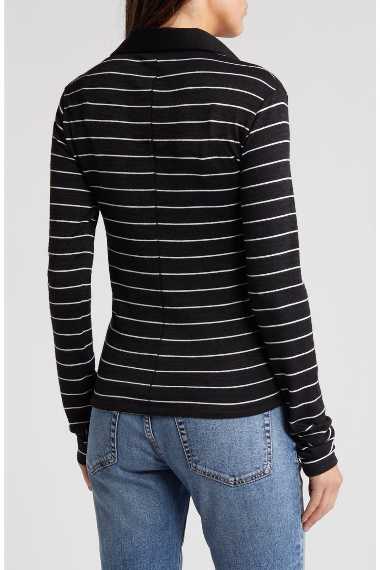The Knit Stripe Long Sleeve Polo, Alternate, color, BLACK MULTI