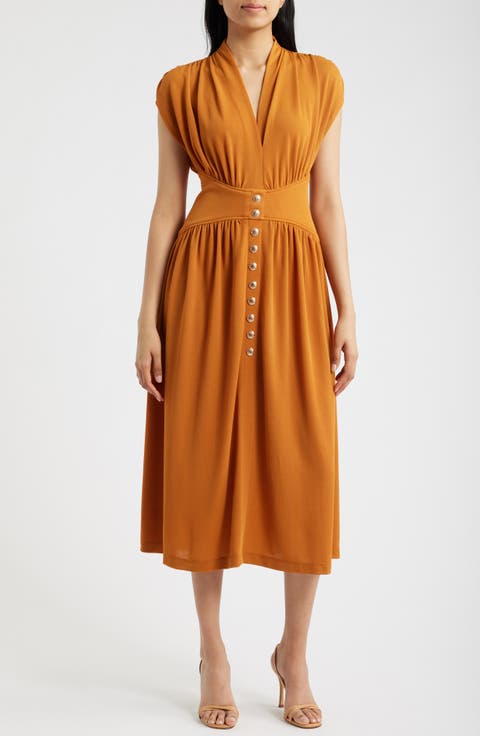 V-Neck Midi Dress