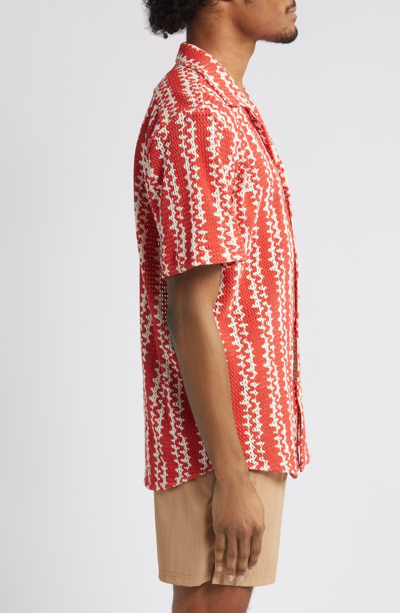 OAS Red Scribble Mesh Camp Shirt, Alternate, color,