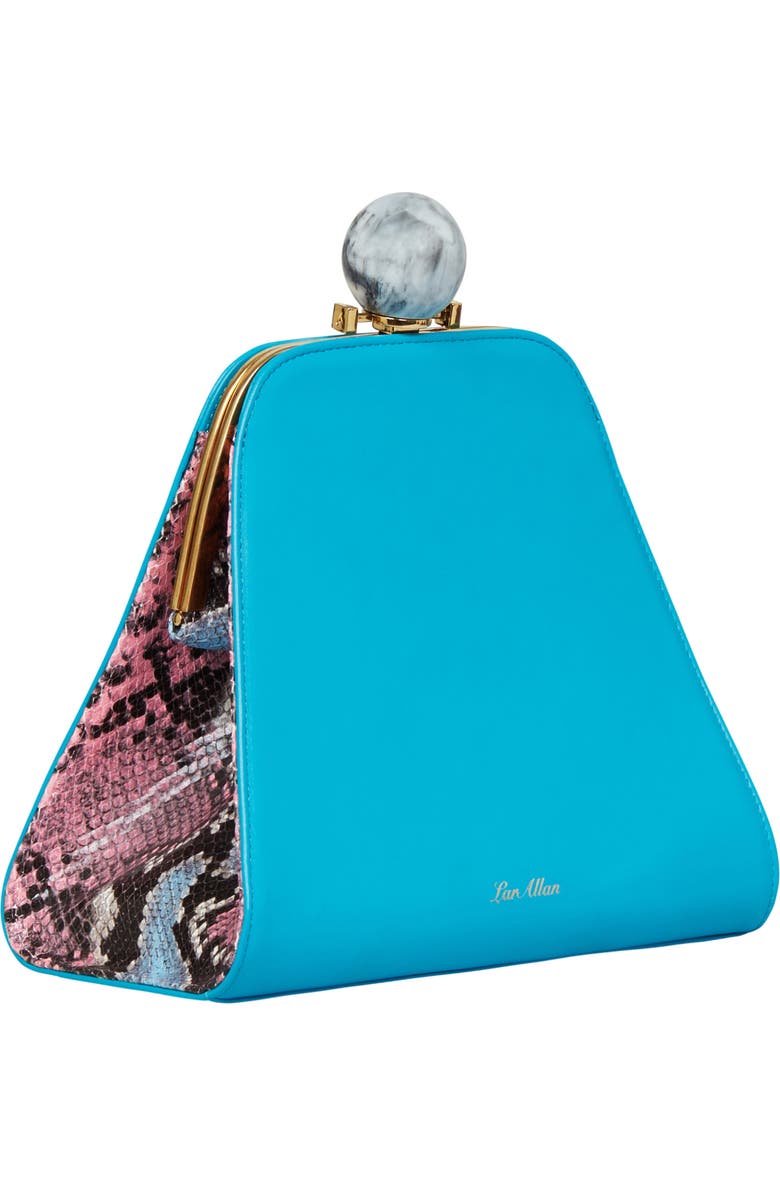 LarAllan Josephine Ball Frame Calfskin Leather Bag, Main, color, Turquoise Aqua