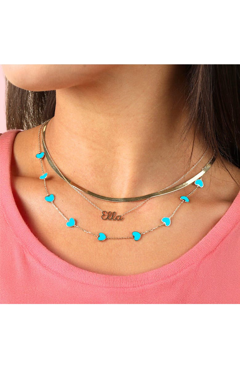 The Lovery Fine Jewelry Turquoise Heart Station Necklace, Alternate, color, Turquoise