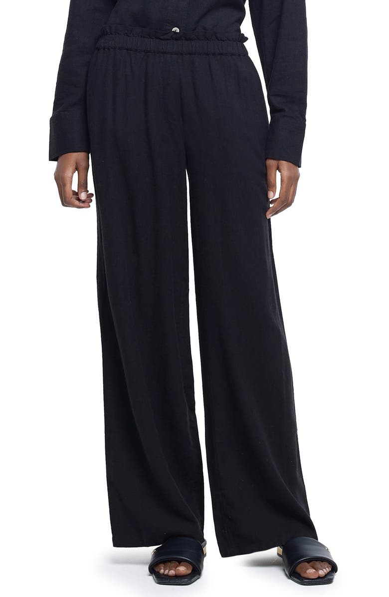 River Island Elastic Waist Wide Leg Trousers, Main, color, 
