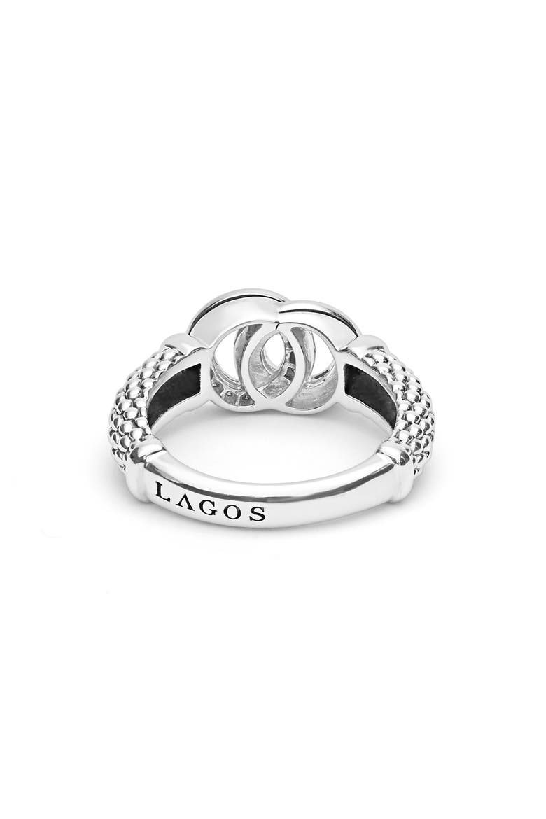 Signature Caviar Interlocking Diamond Ring, Alternate, color, SILVER
