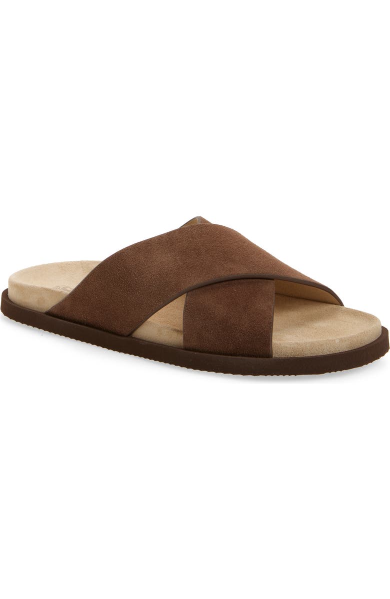 Brunello Cucinelli Cross Strap Slide Sandal, Main, color, Cay70 Tan Brown