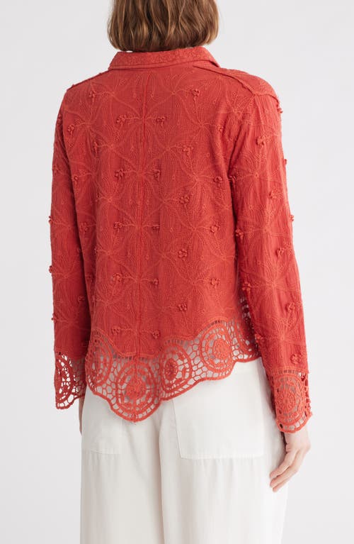 FORGOTTEN GRACE FORGOTTEN GRACE FLORAL EMBROIDERED COTTON BUTTON-UP SHIRT