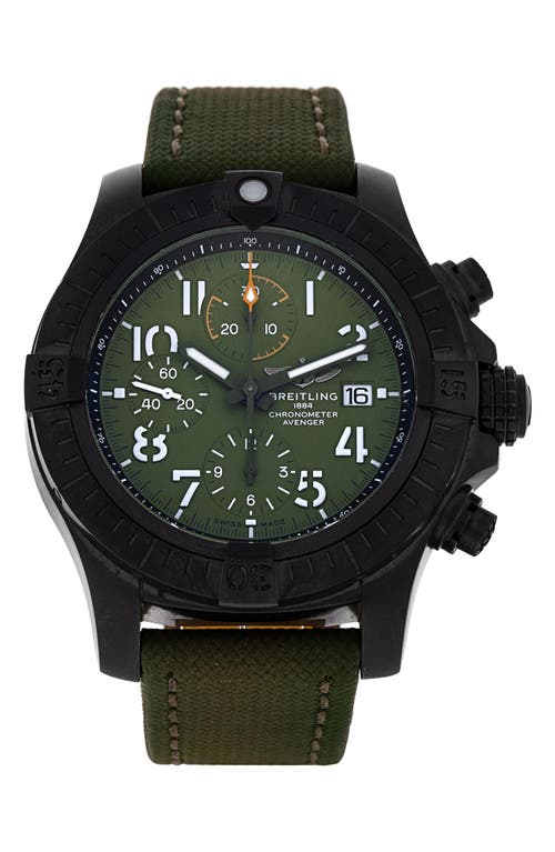 Watchfinder & Co. Breitling Preowned 2021 Avenger Chronograph Night Mission V13317 Canvas Strap Watch, 45mm in Green  product