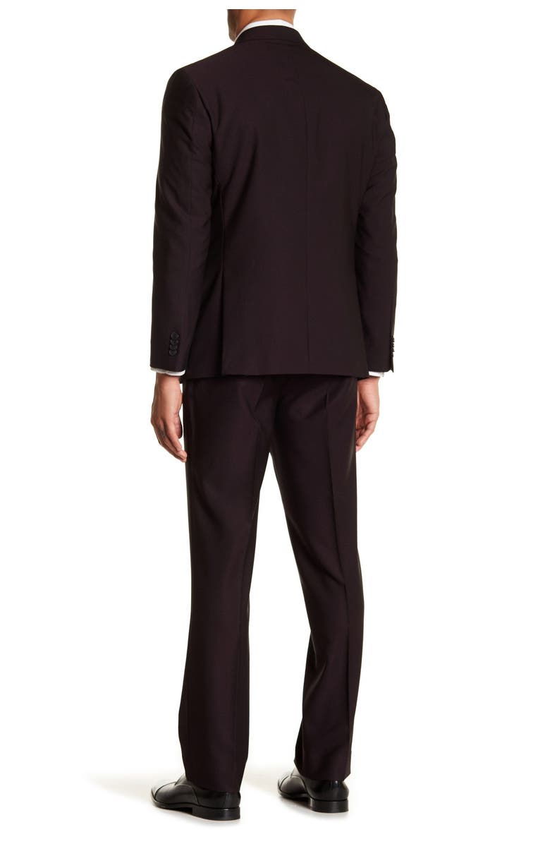 Reaction Kenneth Cole Burgundy Solid Two Button Notch Lapel Performance Stretch Slim Fit Suit, Alternate, color, 