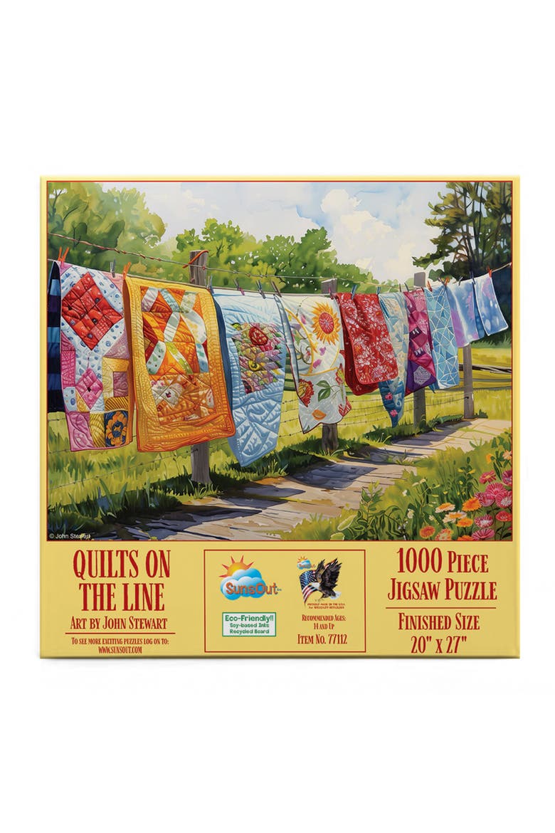 Quilts on the Line 1000 piece Jigsaw Puzzle for Adults, Alternate, color, Multicolor