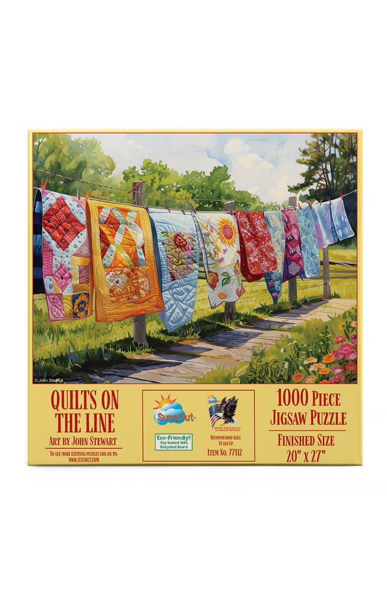 Sunsout Quilts on the Line 1000 piece Jigsaw Puzzle for Adults, Alternate, color, Multicolor