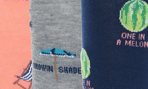 Original Penguin Loungin' 3-pack Assorted Crew Socks In Coral