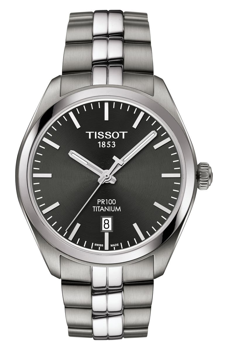 Tissot PR100 Titanium Bracelet Watch, 39mm, Main, color,
