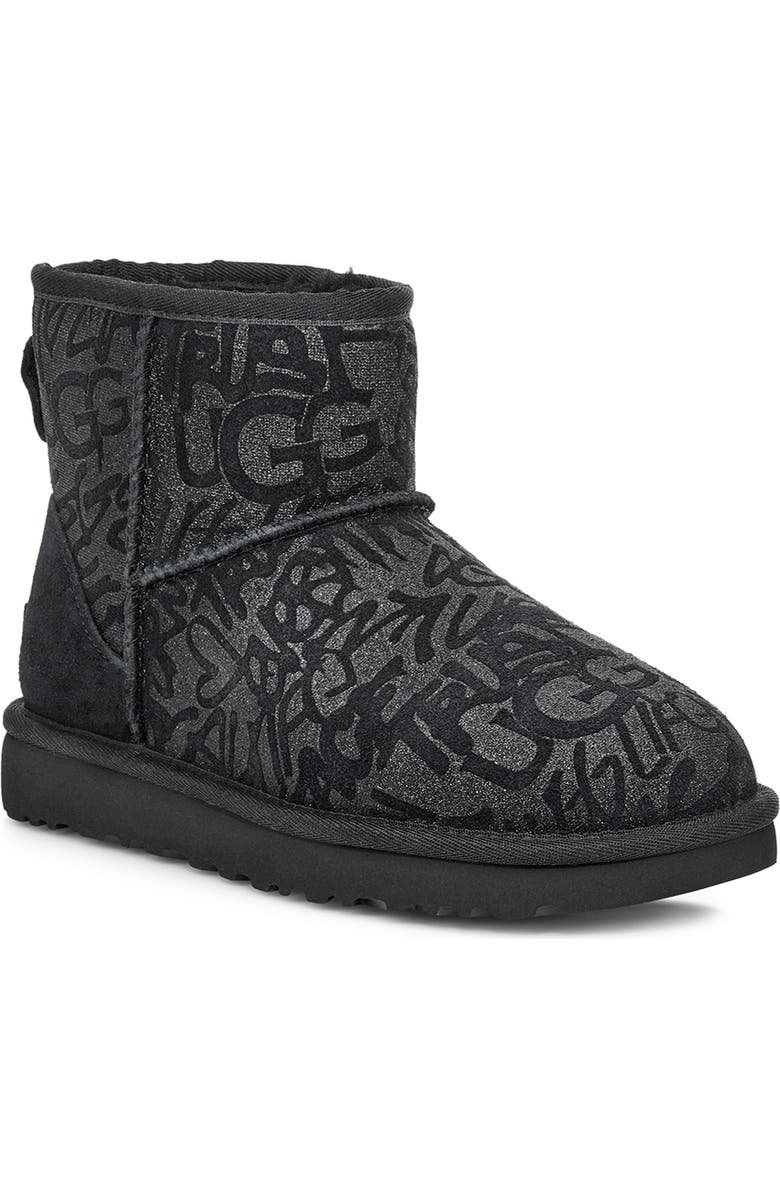 UGG<sup>®</sup> Classic Mini Sparkle Graffiti Boot, Main, color,