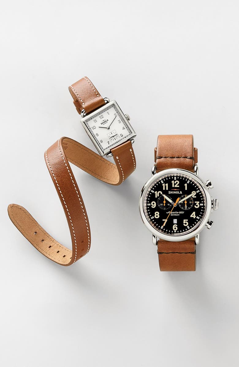 Shinola Cass Leather Strap Watch, 28mm, Alternate, color, 