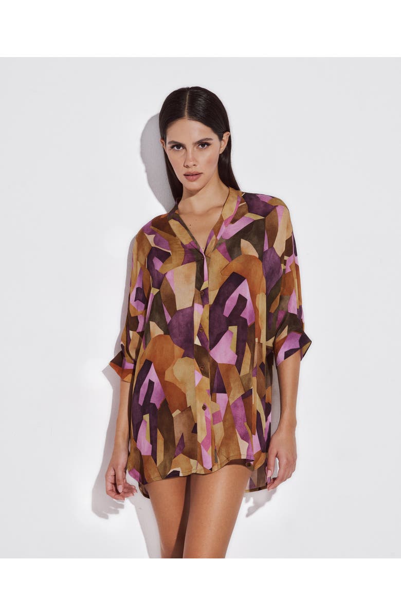 LIDA SWIMWEAR Aphrodite Cover-Up Shirt, Alternate, color, Geometric Purple