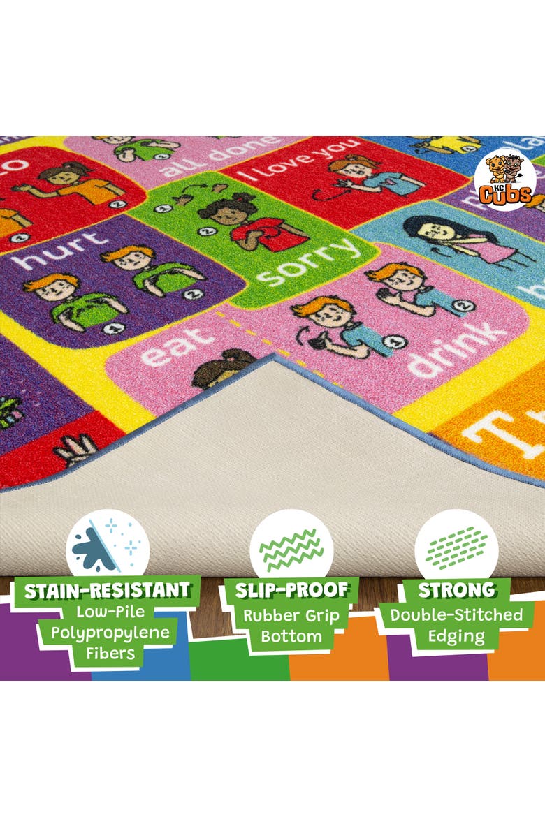 Educational Rug ABC Alphabet ASL Sign Language, 5x7 Foot Playmat, Alternate, color, Multicolored