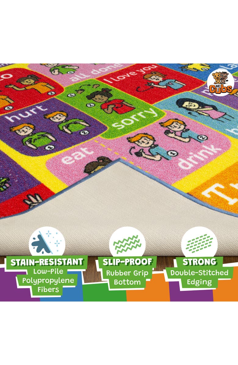 KC Cubs Educational Rug ABC Alphabet ASL Sign Language, 5x7 Foot Playmat, Alternate, color, Multicolored