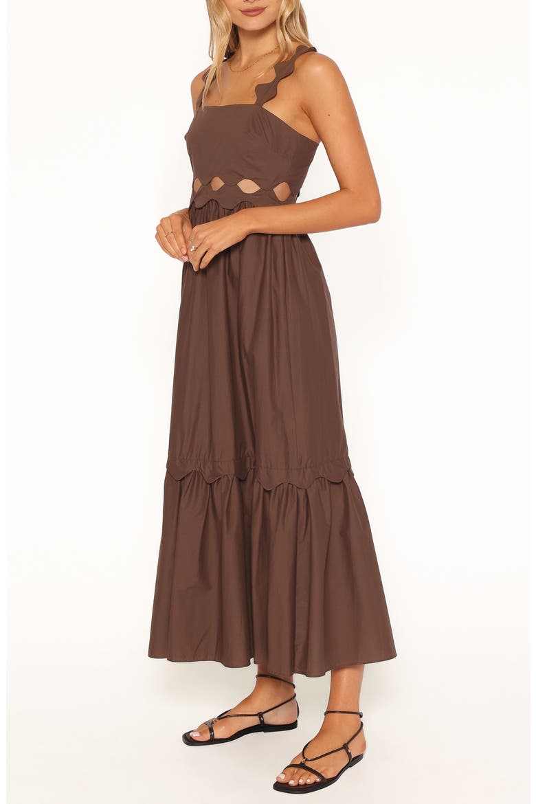 Dixie Scalloped Cutout Cotton Maxi Dress, Alternate, color, BROWN