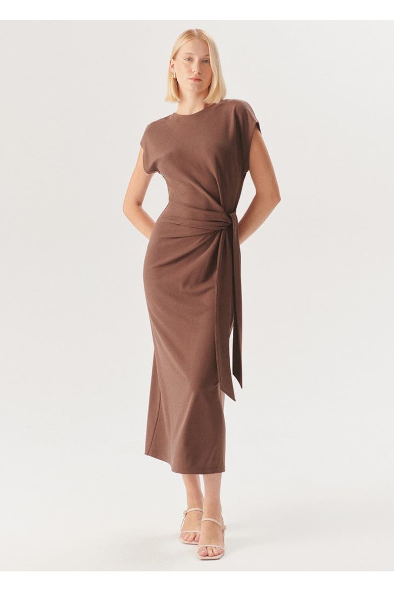 Rory Knit Midi Dress, Main, color, BROWN