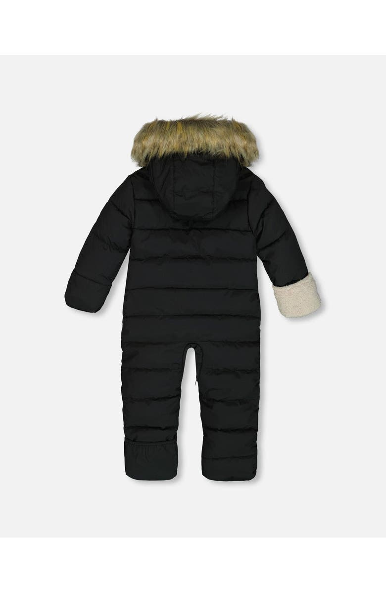 Deux par Deux Baby Girl's One Piece Baby Hooded Snowsuit Black Designed For Car Seat, Alternate, color, 