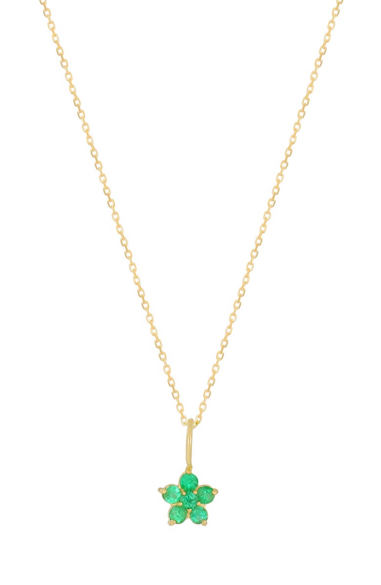 Bony Levy El Mar 18K Gold Gemstone Flower Pendant Necklace, Main, color, 18K Yellow Gold Emerald