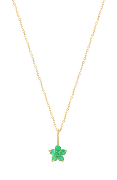 El Mar 18K Gold Gemstone Flower Pendant Necklace