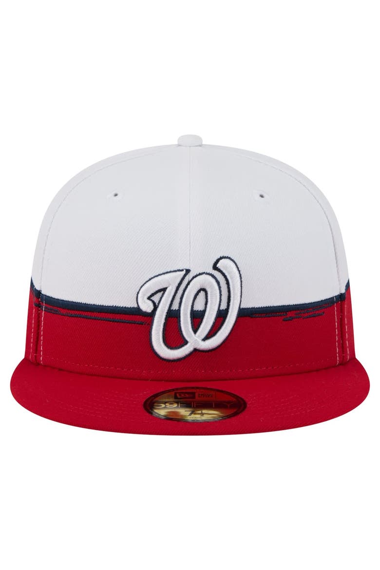 Men's New Era  Red/White Washington Nationals Paint Stroke 59FIFTY Fitted Hat, Alternate, color, Red