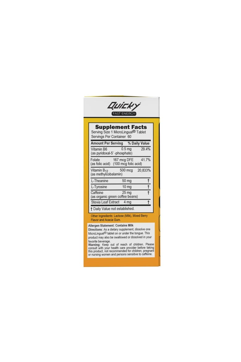 Quick Fast Energy Organic Caffeine L-Theanine B12 B6 Vitamin Supplement, Alternate, color, White