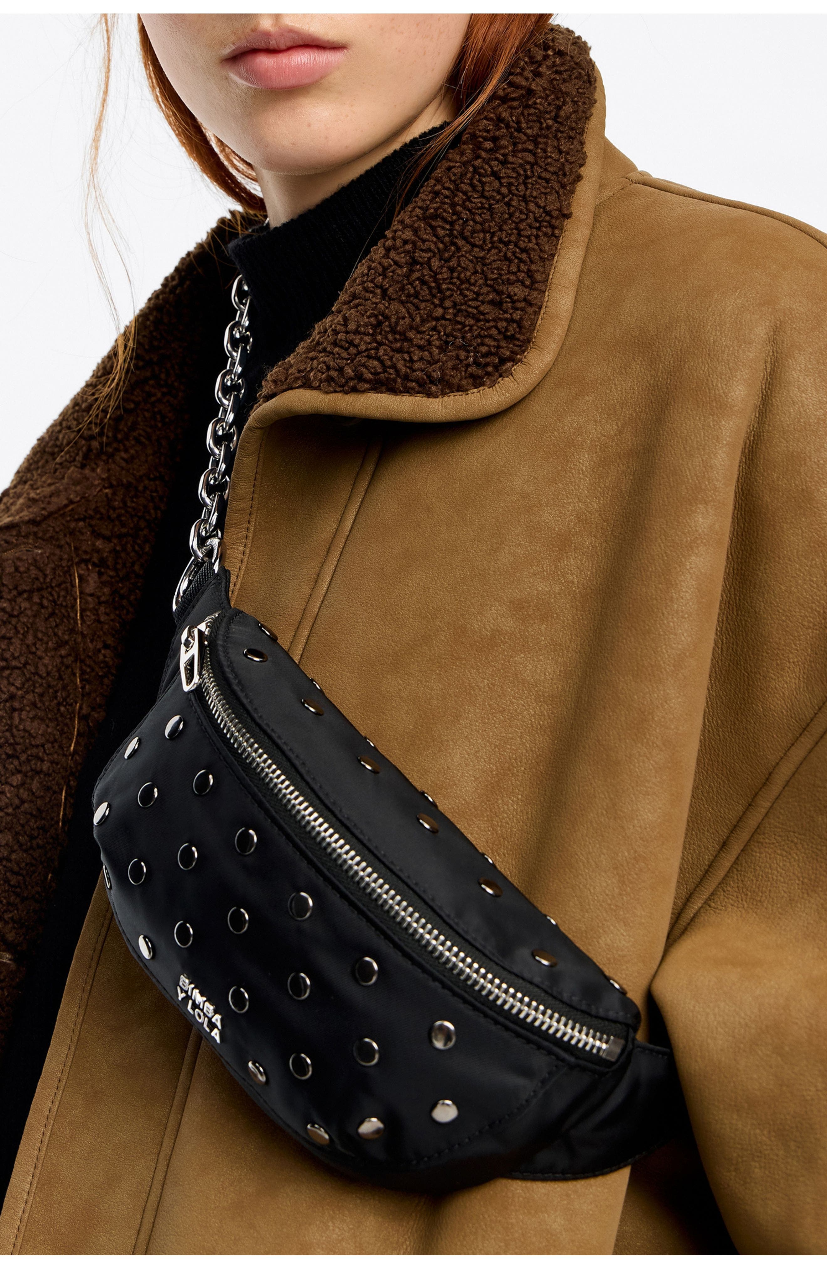 Bimba y Lola Nylon bumbag, Alternate, color, Black