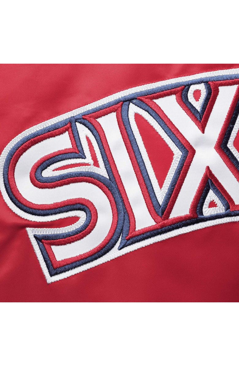 Mitchell & Ness Men's Mitchell & Ness Red Philadelphia 76ers Big & Tall Hardwood Classics Raglan Satin Full-Snap Jacket, Alternate, color,