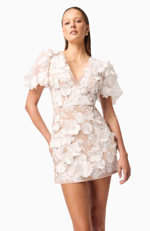 Elliatt Women's Zayla Floral Lace Puff-sleeve Minidress In White